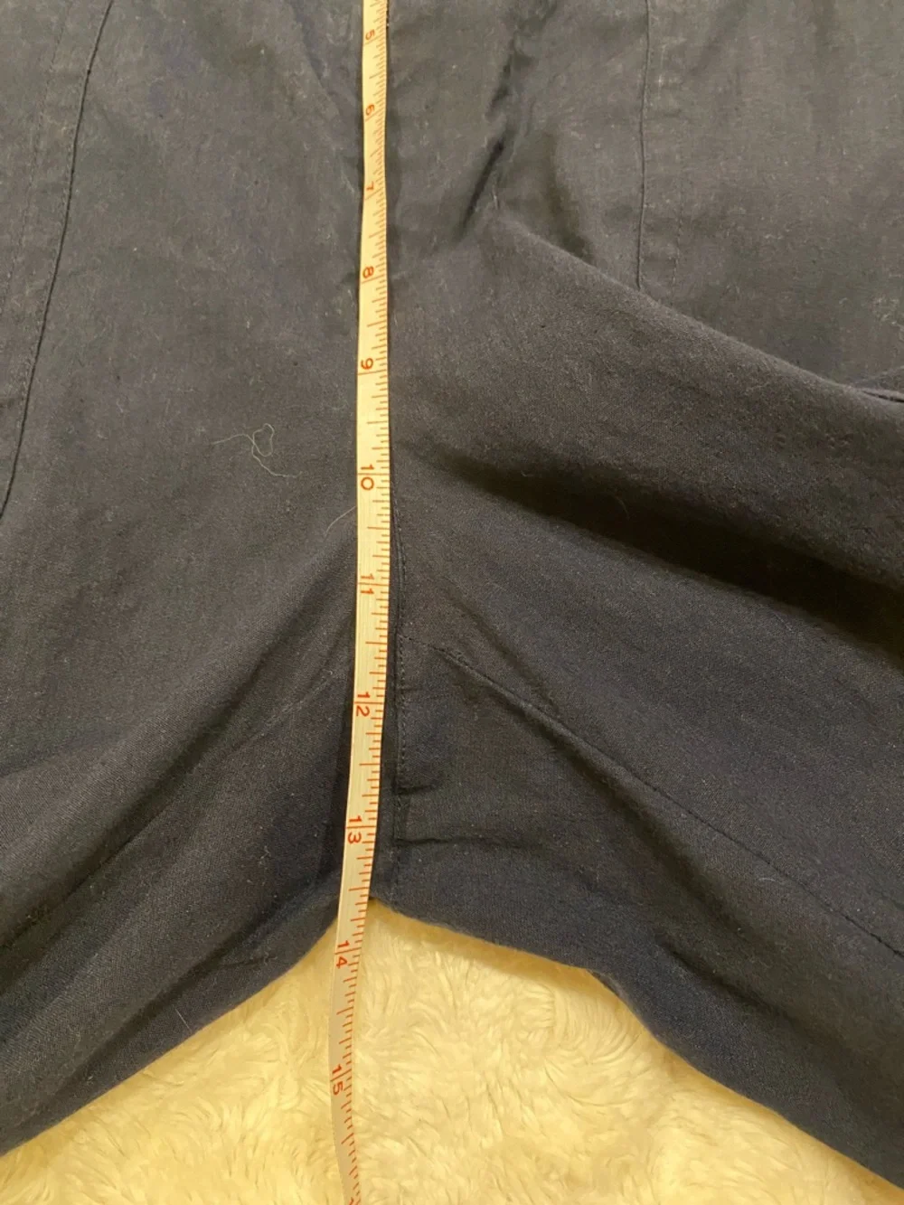 VINCE Wide-Leg High Rise Linen Navy Cargo Pants size Large
